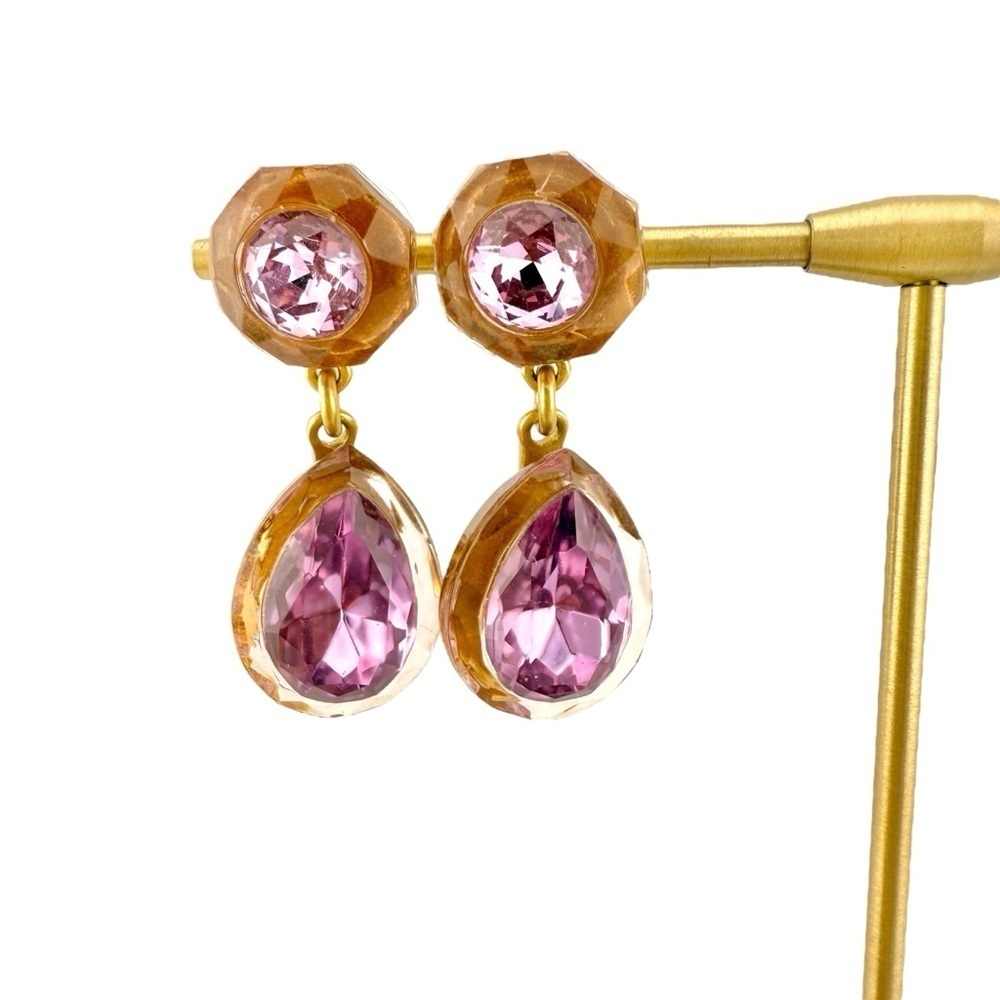 Rare, Retired J. Crew Earrings, Jewel Box Lavender Pink Brown Chunky Vintage - Picture 2 of 7